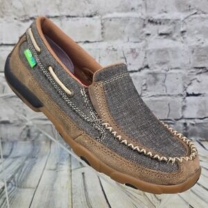 Twisted X ECOTWX Slip-on Driving Moc Loafers Womens Size 7.5 Brown Leather Shoes